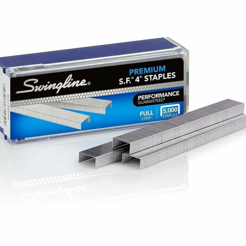 Swingline S.F. 4 Premium Staples, 1/4" Full Strip, Silver, 5,000 Per Pack, Case Of 5 Packs