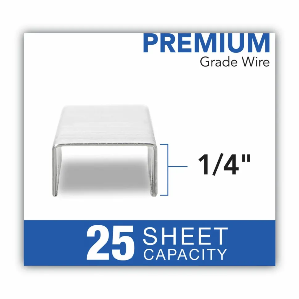 Swingline S.F. 4 Premium Staples, 1/4" Full Strip, Silver, 5,000 Per Pack, Case Of 5 Packs