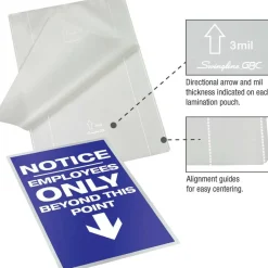 Swingline GBC EZUse Laminating Pouches, Letter Size, 10 Mil, Clear, 50/Pack