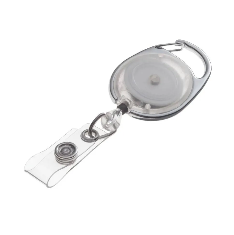 Swingline GBC Translucent Retractable Carabiner Badge Reels, Clear, Pack Of 25