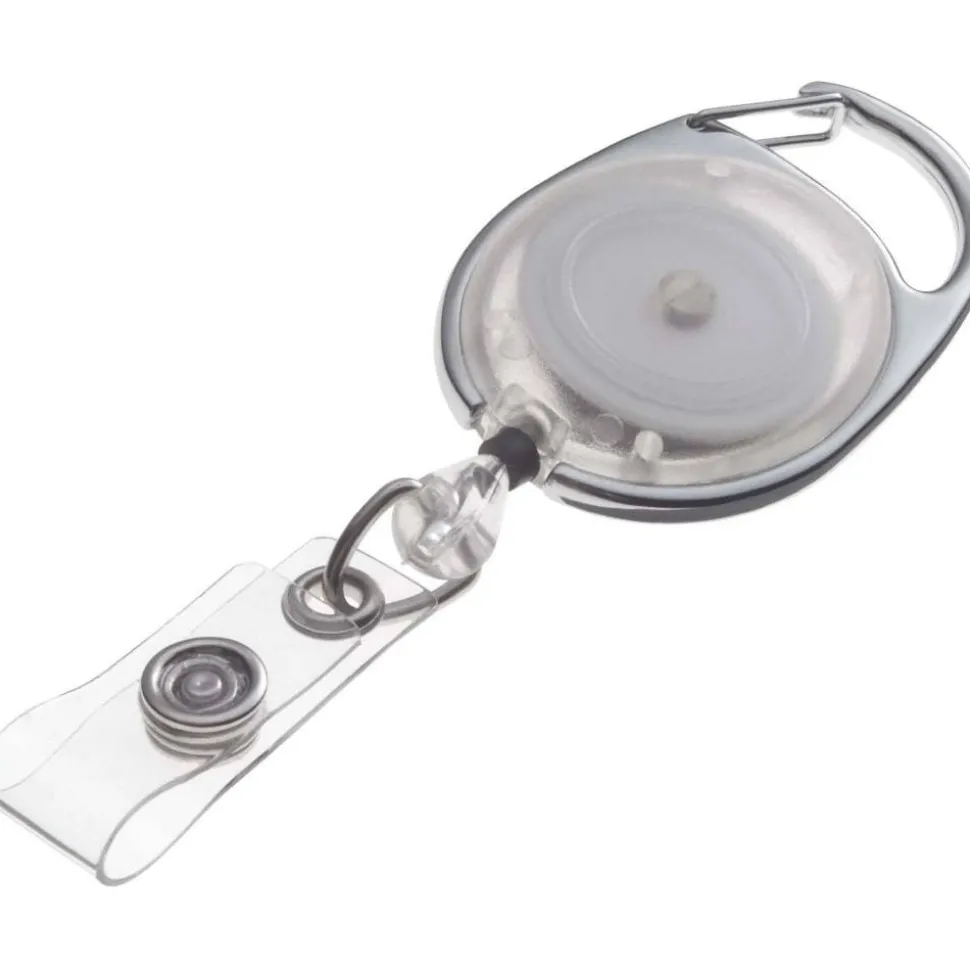 Swingline GBC Translucent Retractable Carabiner Badge Reels, Clear, Pack Of 25