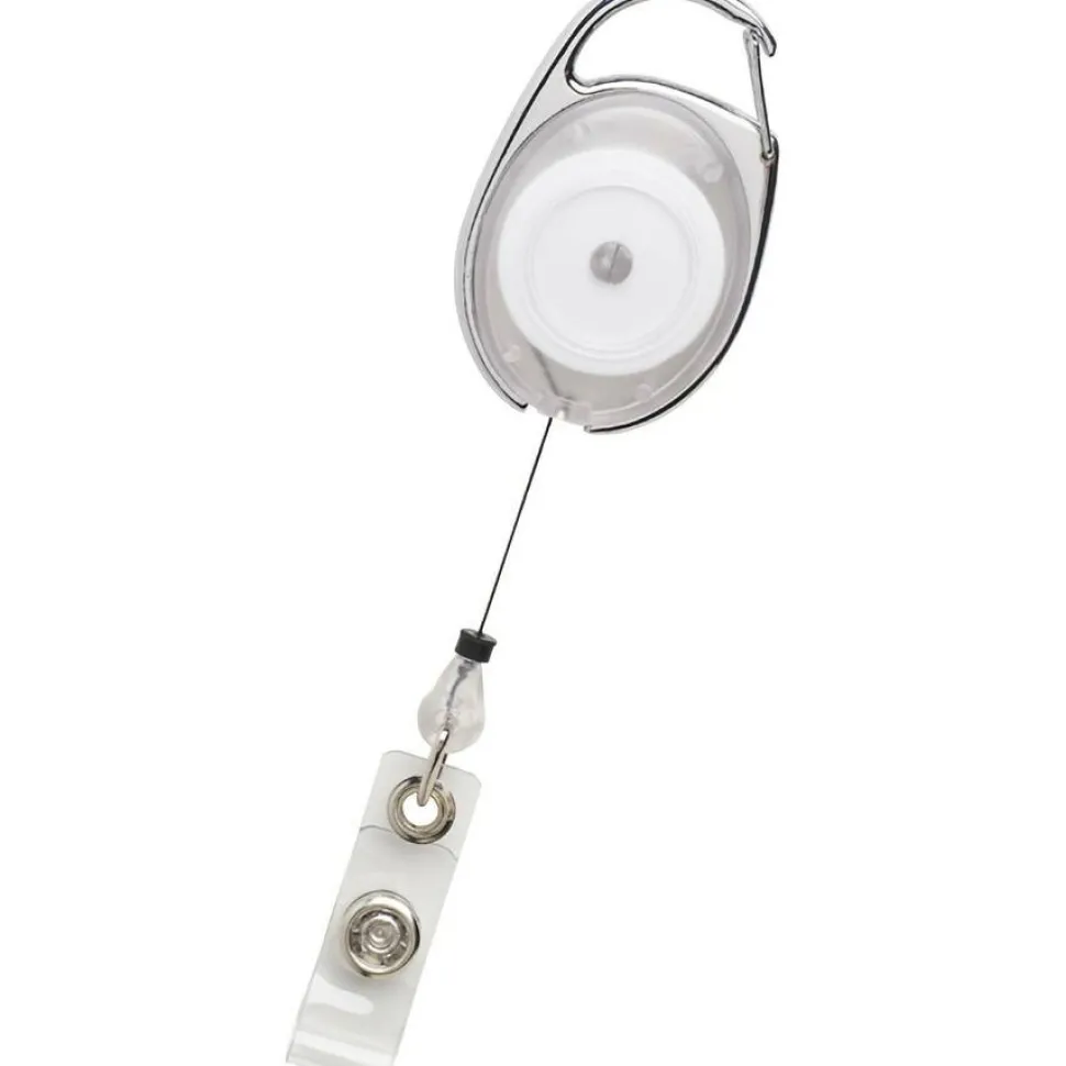 Swingline GBC Translucent Retractable Carabiner Badge Reels, Clear, Pack Of 25