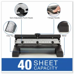 Swingline 2-4 Hole Heavy-Duty Paper Punch, Black