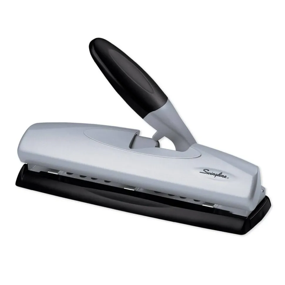 Swingline LightTouch High-Capacity Paper Punch, Black/Silver