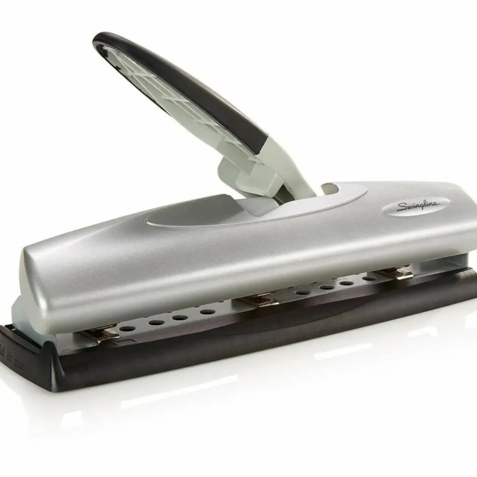 Swingline LightTouch High-Capacity Paper Punch, Black/Silver