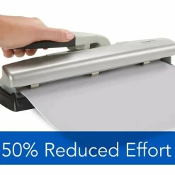 Swingline LightTouch High-Capacity Paper Punch, Black/Silver