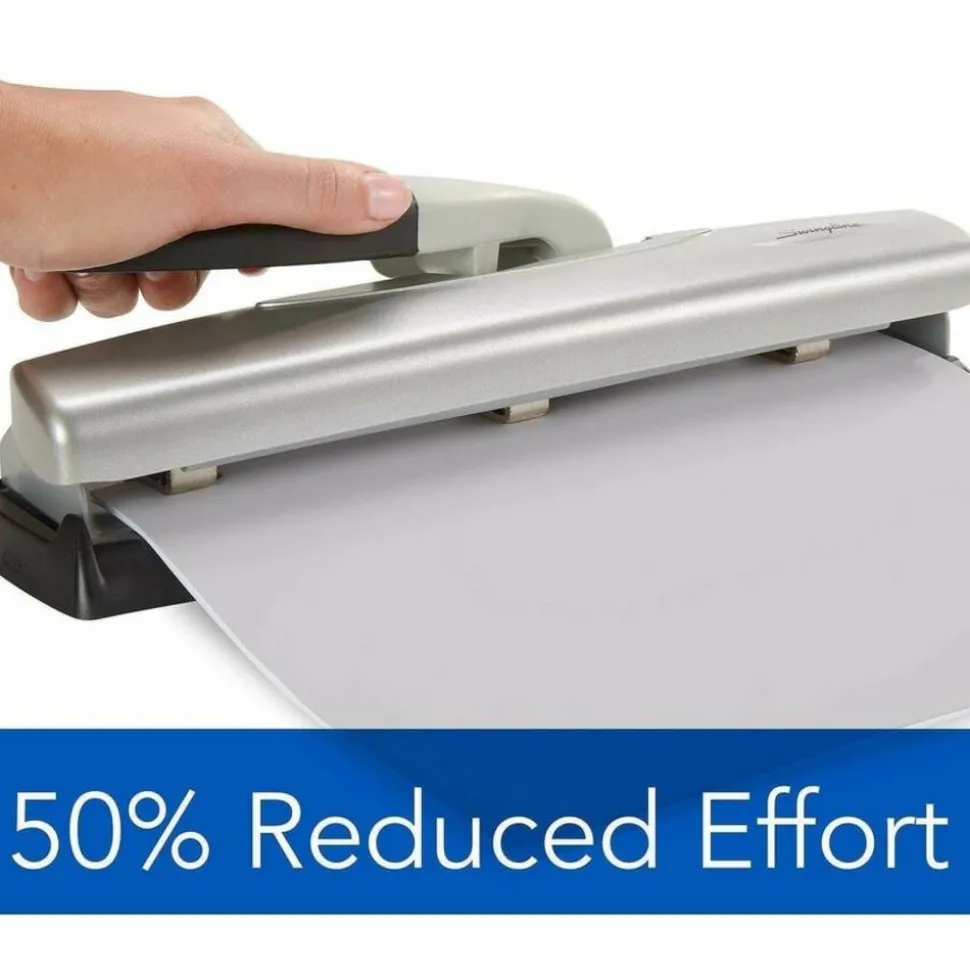 Swingline LightTouch High-Capacity Paper Punch, Black/Silver