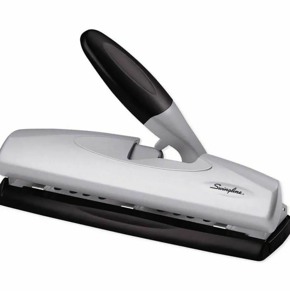 Swingline LightTouch High-Capacity Paper Punch, Black/Silver