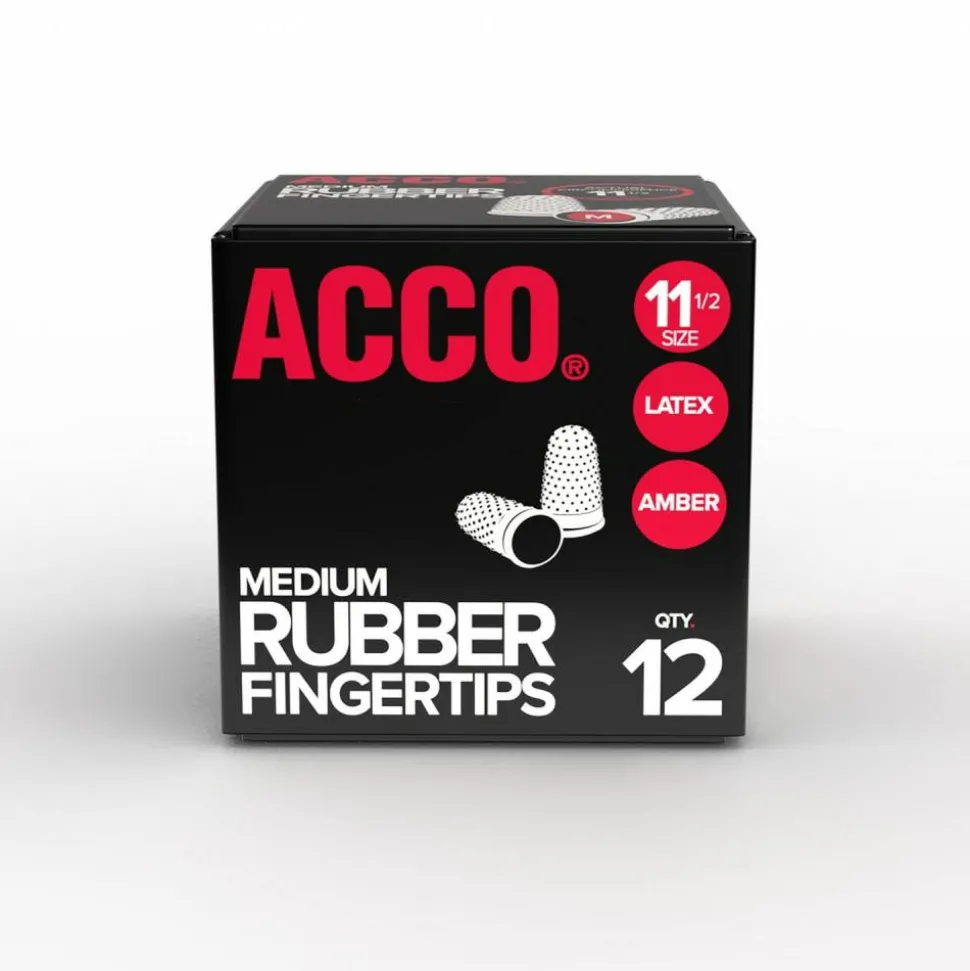 Swingline Rubber Fingertips, #11 1/2, 5/8" Diameter, Amber, Box Of 12