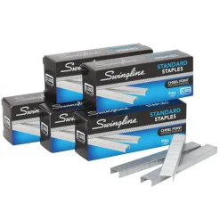 Swingline Standard Staples, 1/4" Length, 5,000 Per Box, Pack Of 5