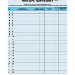 Tabbies Patient Sign-In Label Forms, 8-1/2" x 11", Blue, Pack of 125