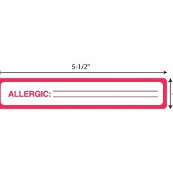 Tabbies Permanent Allergic To: Allergy Label Roll, TAB40561, Red, Roll Of 175