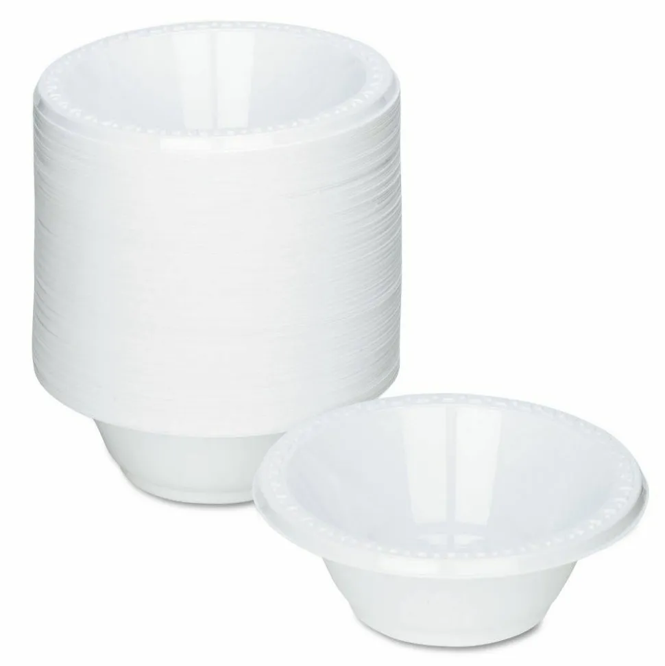 Tablemate Plastic Dinnerware, Bowl, 12 oz, White, 125/Pack