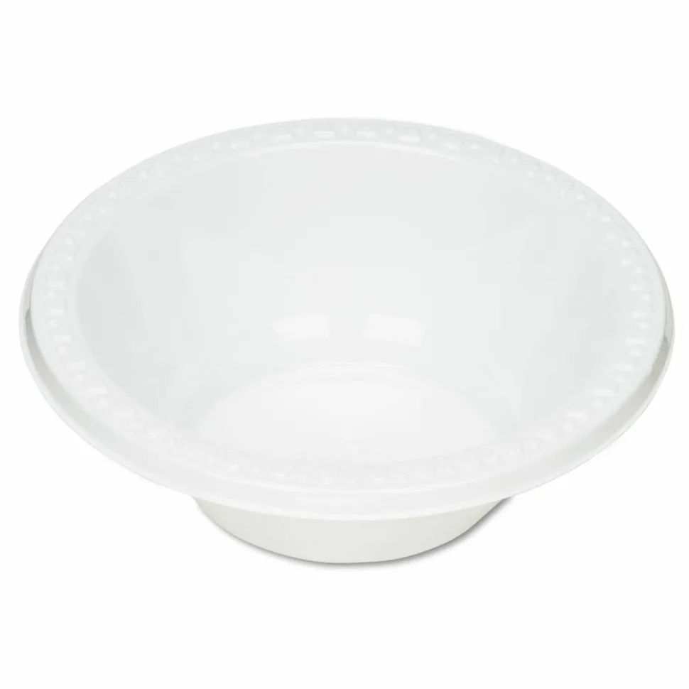 Tablemate Plastic Dinnerware, Bowl, 12 oz, White, 125/Pack