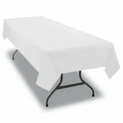 Tablemate Plastic Table Covers, 54" x 108", White, Pack Of 6