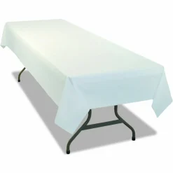 Tablemate Table Set Rectangular Table Covers, Heavyweight Plastic, 54" x 108", White, 24/Carton