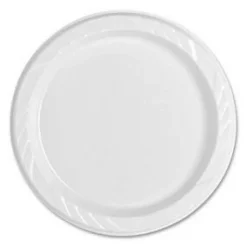 Tablemate Plastic Dinnerware, Plates, 7" dia, White, 125/Pack