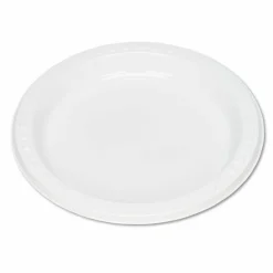 Tablemate Plastic Dinnerware, Plates, 7" dia, White, 125/Pack