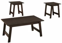 Table Set, 3pcs Set, Coffee, End, Side, Accent, Living Room, Brown Laminate, Transitional