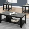 Table Set, 3pcs Set, Coffee, End, Side, Accent, Living Room, Black And Grey Laminate, Transitional