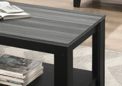 Table Set, 3pcs Set, Coffee, End, Side, Accent, Living Room, Black And Grey Laminate, Transitional