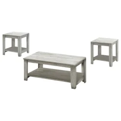 Table Set, 3pcs Set, Coffee, End, Side, Accent, Living Room, Grey Laminate, Transitional