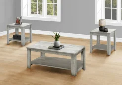 Table Set, 3pcs Set, Coffee, End, Side, Accent, Living Room, Grey Laminate, Transitional