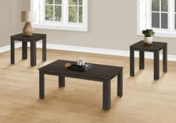 Table Set, 3pcs Set, Coffee, End, Side, Accent, Living Room, Brown Laminate, Transitional