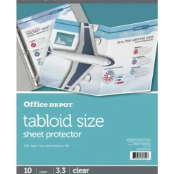Tabloid-Size Sheet Protectors, 11" x 17", Clear, Pack Of 10