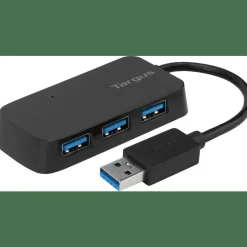 Targus 4-Port USB 3.0 SuperSpeed Hub, 2.75"H x 0.5"W x 0.5"D