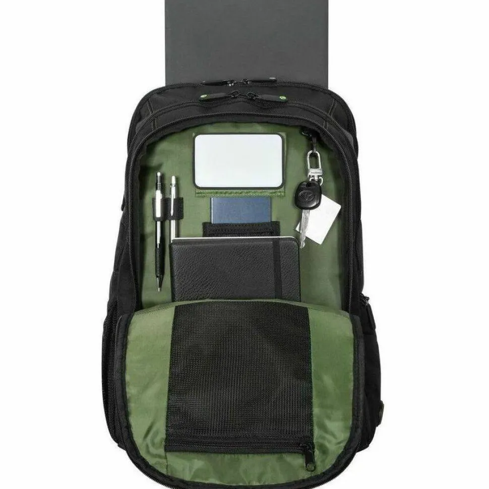 Targus Spruce EcoSmart TBB019US Carrying Case (Backpack) for 17" Notebook - Black, Green - TAA Compliant