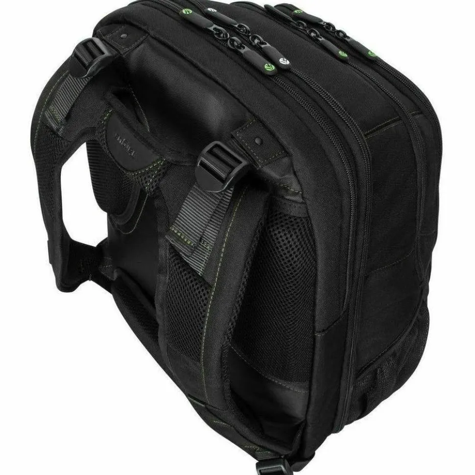 Targus Spruce EcoSmart TBB019US Carrying Case (Backpack) for 17" Notebook - Black, Green - TAA Compliant