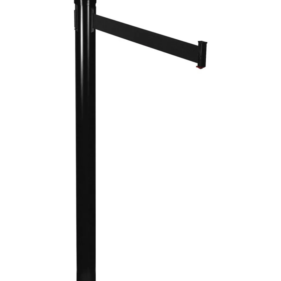 Tatco Adjusta-Tape Black Crowd Control Stanchions, 40"H, Black, Box Of 2