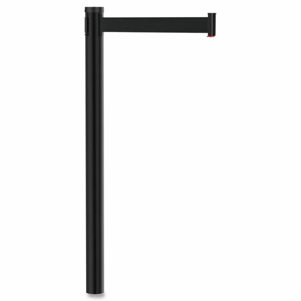 Tatco Adjusta-Tape Black Crowd Control Stanchions, 40"H, Black, Box Of 2