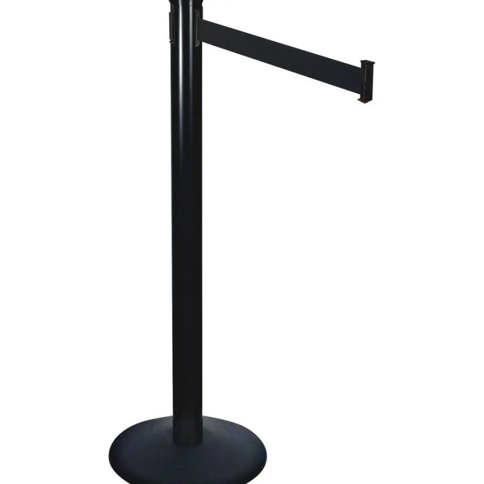 Tatco Adjusta-Tape Black Crowd Control Stanchions, 40"H, Black, Box Of 2