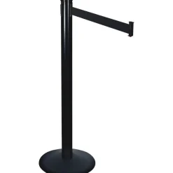 Tatco Adjusta-Tape Crowd Control Stanchion Bases, 14"Diameter, Black, Box Of 2
