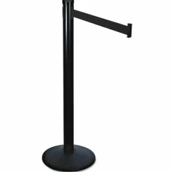Tatco Adjusta-Tape Crowd Control Stanchion Bases, 14"Diameter, Black, Box Of 2