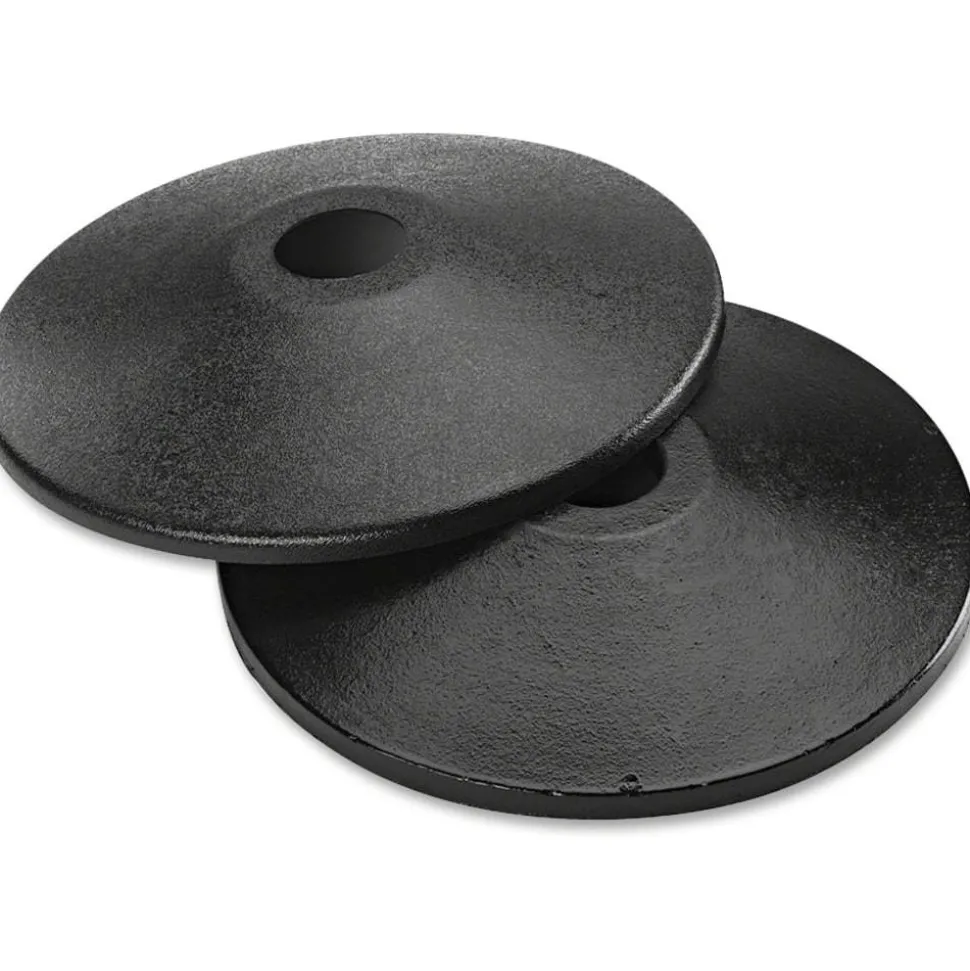 Tatco Adjusta-Tape Crowd Control Stanchion Bases, 14"Diameter, Black, Box Of 2
