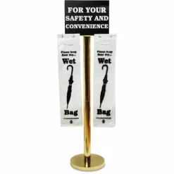 Tatco Wet Umbrella Bag Stand, 16w x 12d x 54.5h, Brass/Black/White