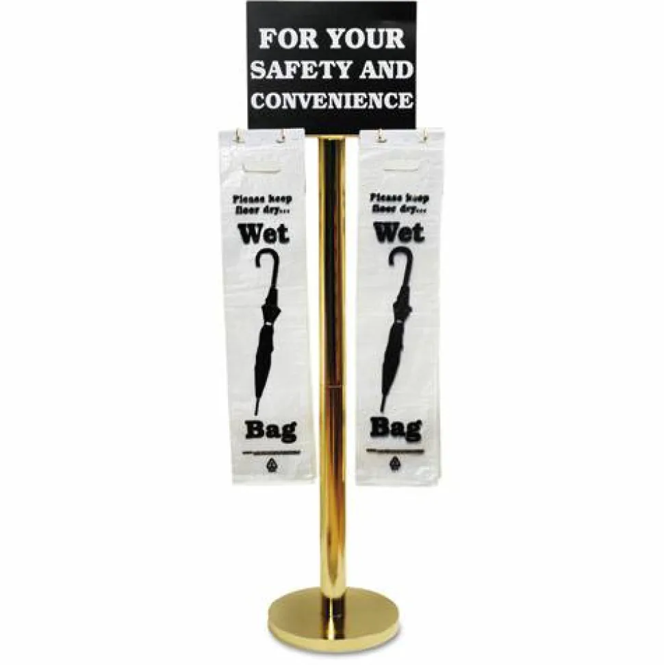 Tatco Wet Umbrella Bag Stand, 16w x 12d x 54.5h, Brass/Black/White