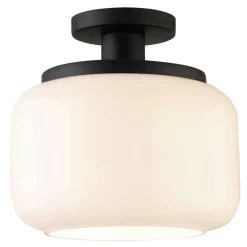 Tatum 11" Wide Semi Flush Mount with Glass Shade in Blackened Bronze/White