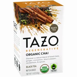Tazo Tea Bags, Organic Chai, 16/Box, 6 Boxes/Carton