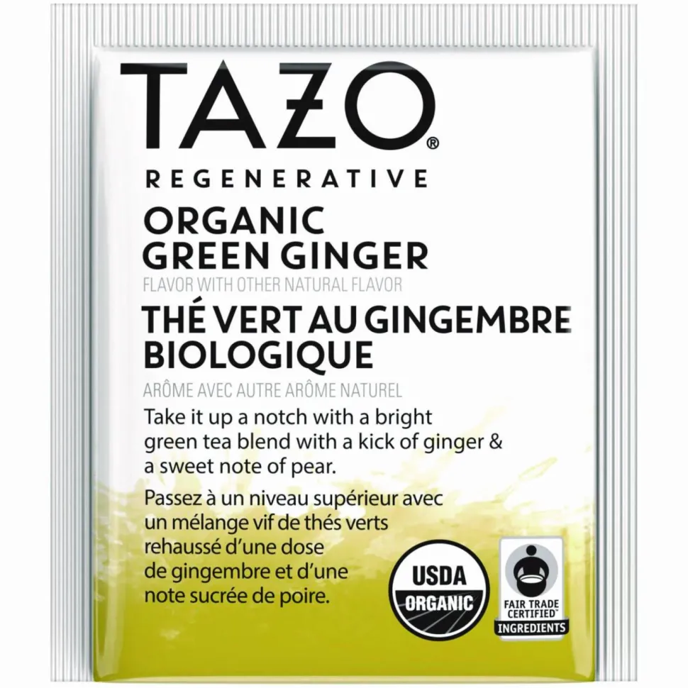 Tazo Tea Bags, Organic Green Ginger, 16/Box, 6 Boxes/Carton