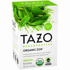 Tazo Tea Bags, Organic Zen, 16/Box, 6 Boxes/Carton