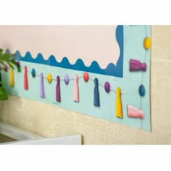 Teacher Created Resources Straight Border Trim, Oh Happy Day Pom-Poms And Tassels, Pack Of 12 Pieces