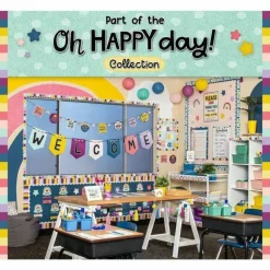 Teacher Created Resources Straight Border Trim, Oh Happy Day Pom-Poms And Tassels, Pack Of 12 Pieces