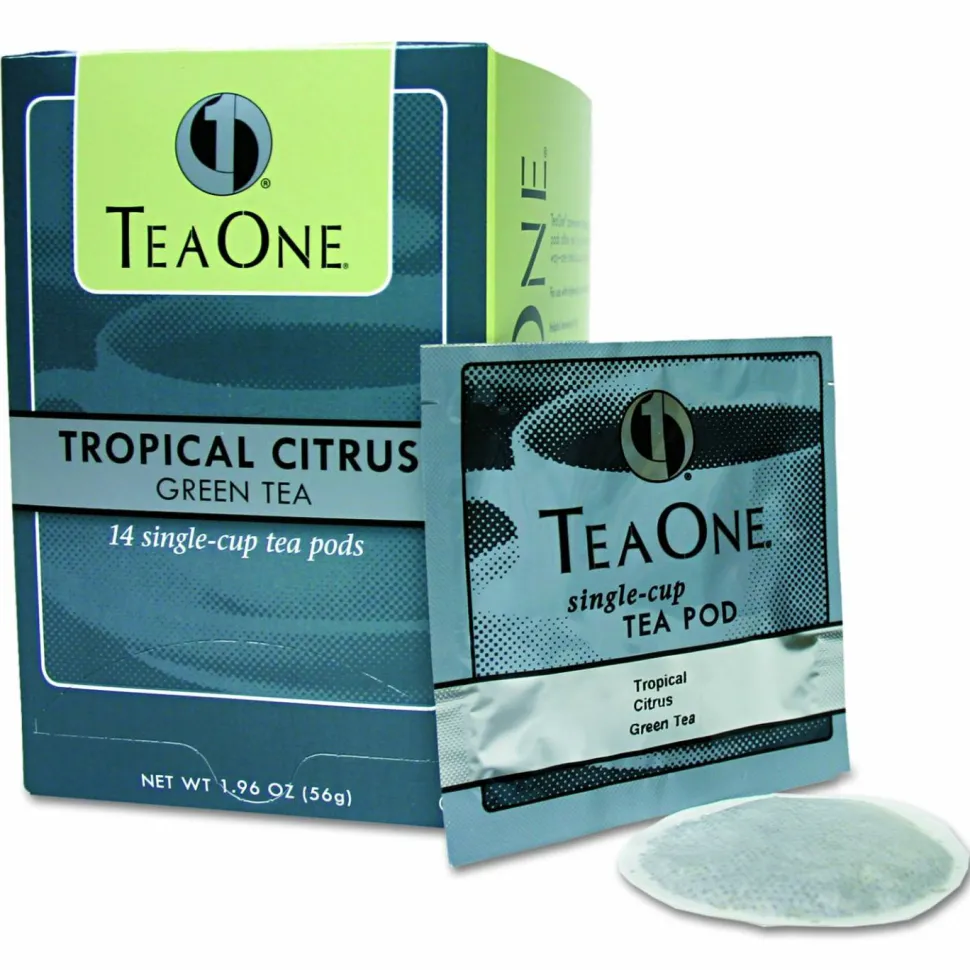 Tea One Tea Pods, Tropical Citrus Green, 14/Box