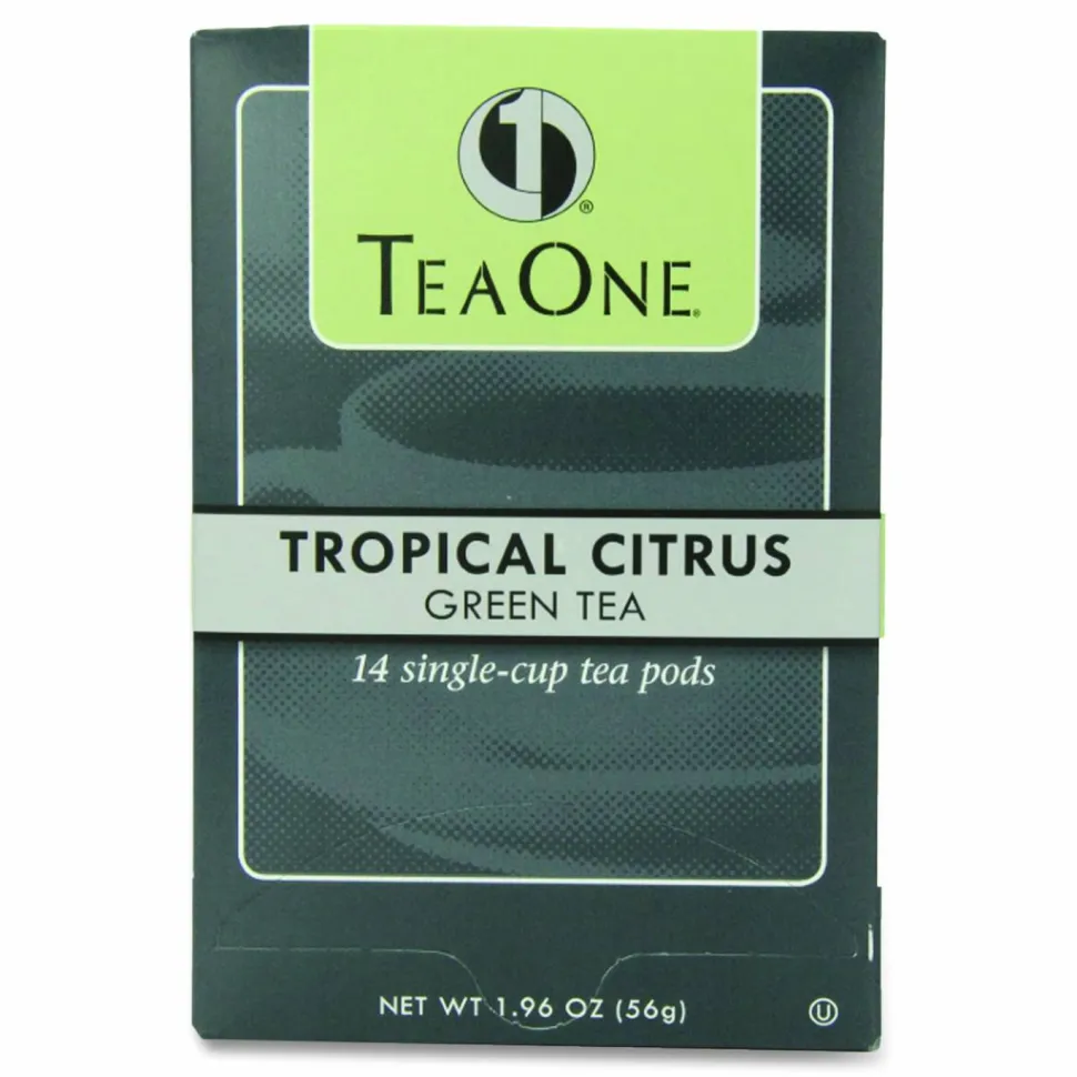 Tea One Tea Pods, Tropical Citrus Green, 14/Box