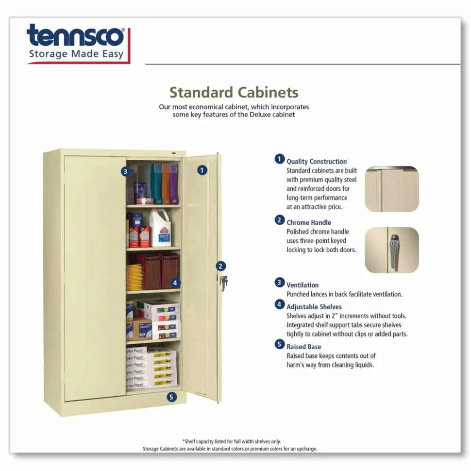 Tennsco 72" High Standard Cabinet (Assembled), 30w x 15d x 72h, Putty