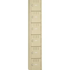 Tennsco Six-Tier Box Locker, 1-Wide, 72"H x 12"W x 18"D, Sand